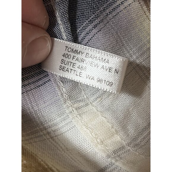 Tommy Bahama 3XT Plaid Mens Long-Sleeve Shirt Linen Cotton Blend lightweight - Picture 8 of 11